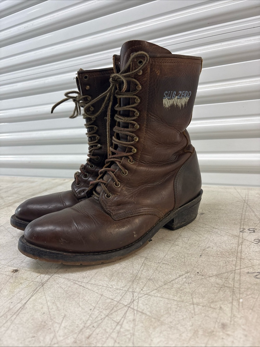 Double H Brown Leather Lace-Up Sub Zero Work Boots
